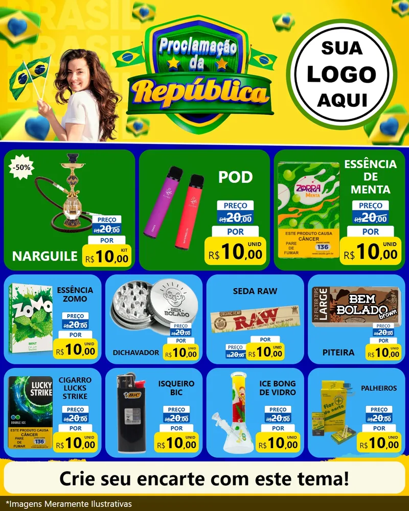 Modelo de Rede Social para Feed Instagram com o tema Proclamação da República para Tabacaria