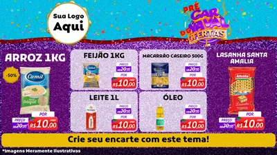 Modelo de TV para TV Horizontal com o tema Pré Carnaval de Ofertas para Supermercado