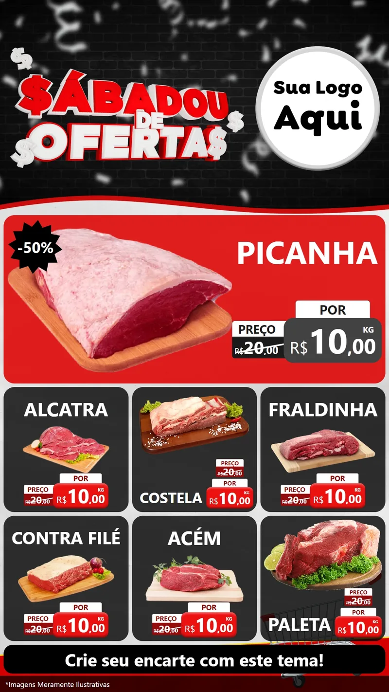 Modelo de Rede Social para Stories com o tema Sabadou de Ofertas para Açougue