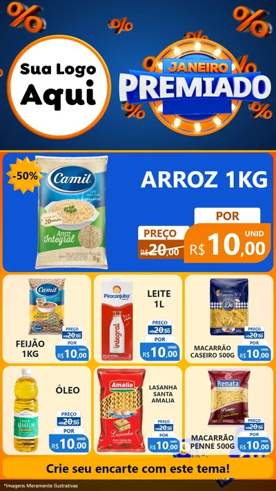 Modelo de Rede Social para Stories com o tema Janeiro Premiado para Supermercado