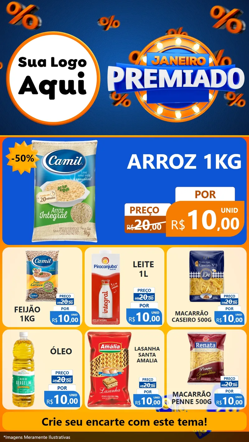Modelo de Rede Social para Stories com o tema Janeiro Premiado para Supermercado