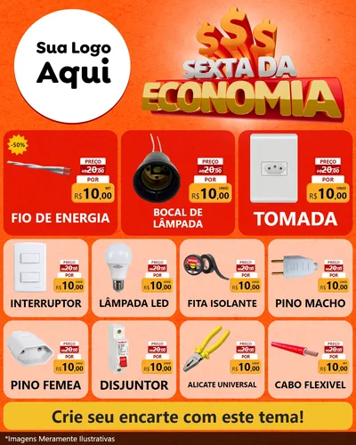 Modelo de Rede Social para Feed Instagram com o tema Sexta da Economia para Materiais Elétricos