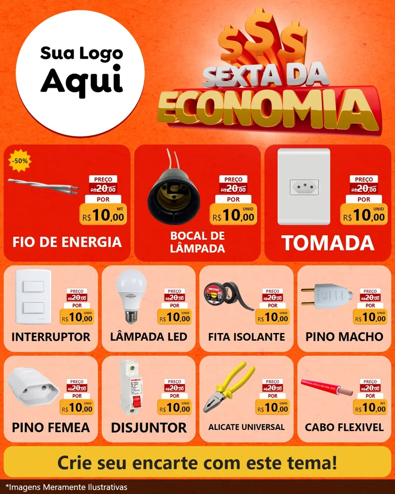 Modelo de Rede Social para Feed Instagram com o tema Sexta da Economia para Materiais Elétricos