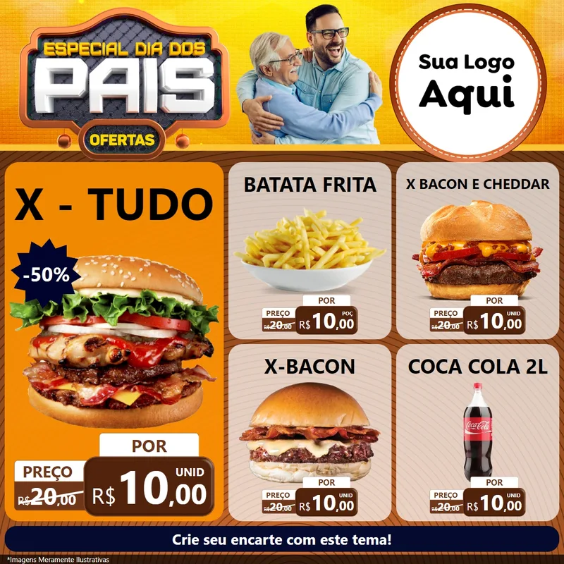 Modelo de Rede Social para Feed Facebook com o tema Especial Dia dos Pais para Hamburgueria