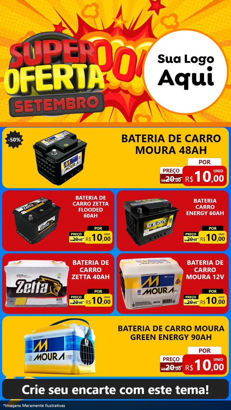 Modelo de TV para TV Vertical com o tema Super Oferta Setembro para Baterias Elétricas
