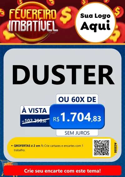 Modelo de Cartaz para Cartaz A4 Vertical com o tema Fevereiro Imbatível para Concessionaria de Carros