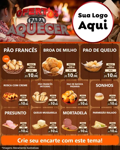 Modelo de Rede Social para Feed Instagram com o tema Ofertas Para Aquecer para Padaria