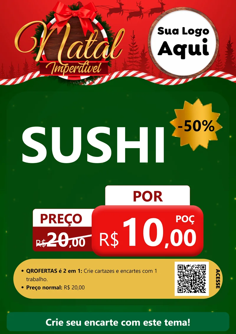 Modelo de Cartaz para Cartaz A4 Vertical com o tema Natal Imperdível para Comida japonesa