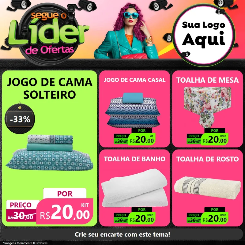 Modelo de Rede Social para Feed Facebook com o tema Segue o Líder de Ofertas para Cama, Mesa e Banho