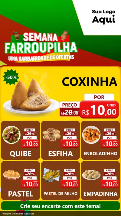 Modelo de Rede Social para Stories com o tema Semana Farroupilha - Uma Barbaridade de Ofertas para Salgadaria