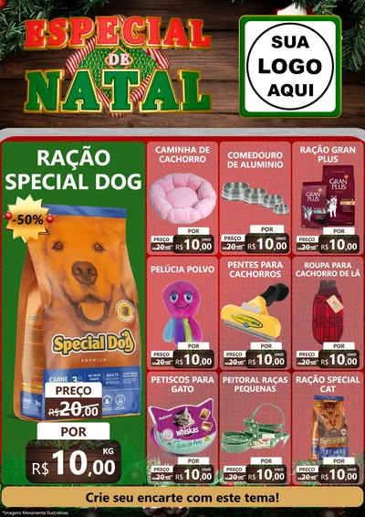 Modelo de Encarte para Encarte A4 Vertical com o tema Especial de Natal para Pet Shop