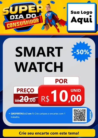 Modelo de Cartaz para Cartaz A4 Vertical com o tema Super Dia do Consumidor para Informática