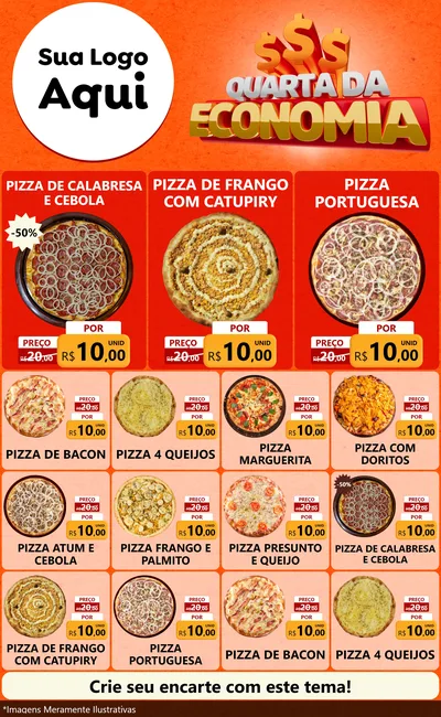 Modelo de Encarte para Encarte Grande com o tema Quarta da Economia para Pizzaria