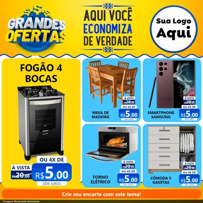 Modelo de Rede Social para Feed Facebook com o tema Grandes Ofertas para Móveis e Eletro
