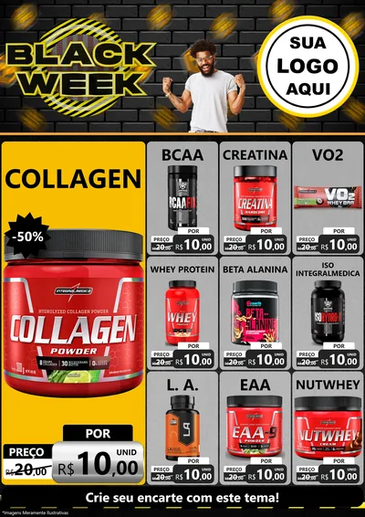 Modelo de Encarte para Encarte A4 Vertical com o tema Black Week para Suplementos alimentares