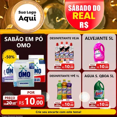Modelo de Rede Social para Feed Facebook com o tema Sábado do Real para Produtos de Limpeza