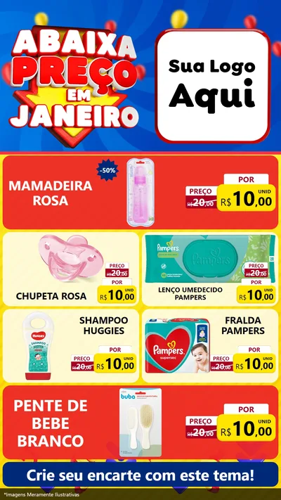 Modelo de TV para TV Vertical com o tema Abaixa Preço em Janeiro para Bebês