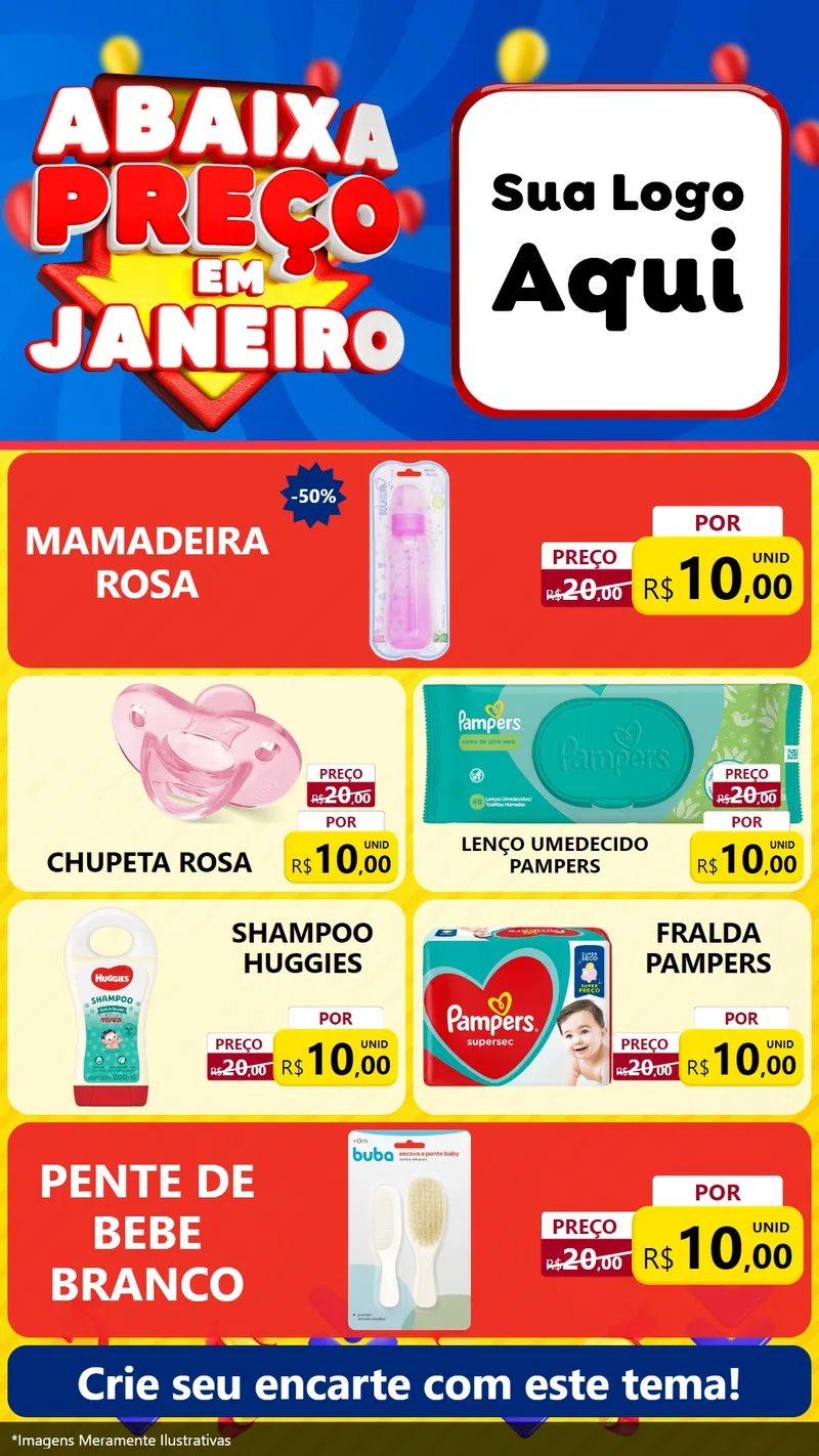 Modelo de TV para TV Vertical com o tema Abaixa Preço em Janeiro para Bebês