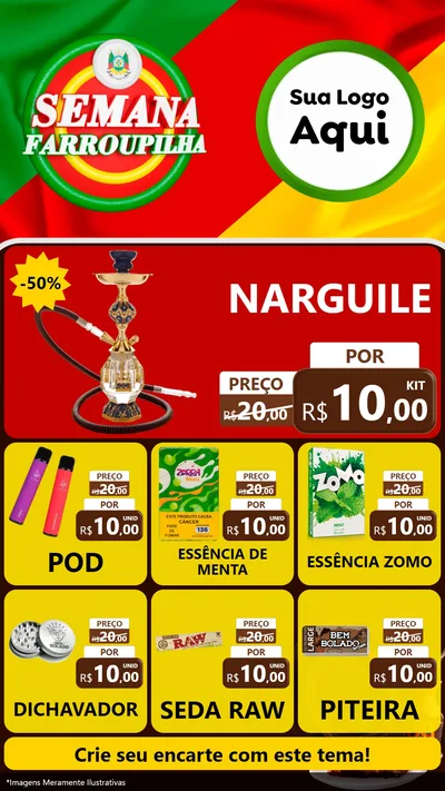 Modelo de Rede Social para Stories com o tema Semana Farroupilha para Tabacaria