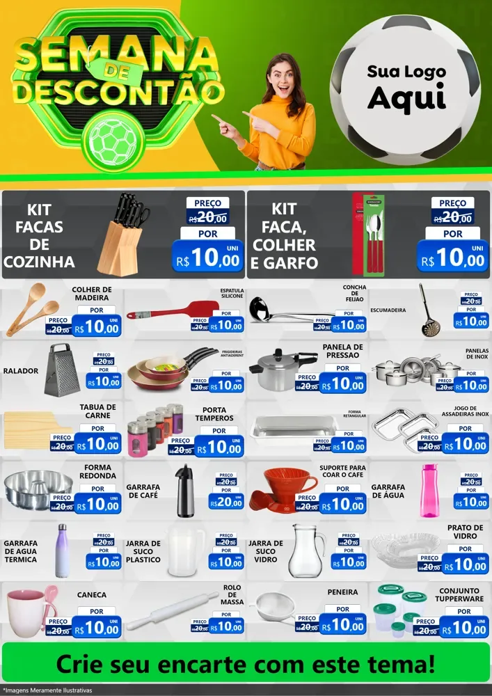 Modelo de Encarte para Encarte A4 Vertical com o tema Semana de Descontão - Copa para Utilidades Domésticas
