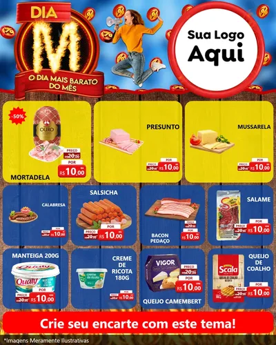 Modelo de Rede Social para Feed Instagram com o tema Dia M - O Dia Mais Barato Do Mês para Frios e Laticínios