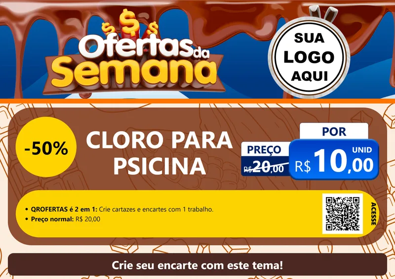 Modelo de Cartaz para Cartaz A4 Horizontal com o tema Ofertas da Semana - Páscoa para Produtos para Piscina
