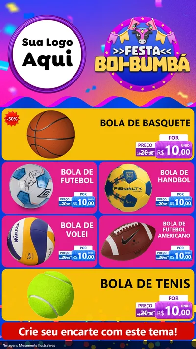 Modelo de TV para TV Vertical com o tema Festa Boi-Bumbá para Artigos Esportivos