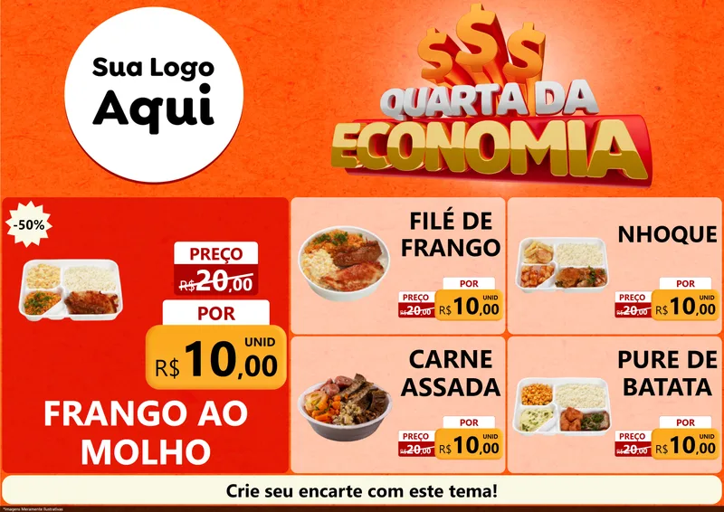 Modelo de Encarte para Encarte A4 Horizontal com o tema Quarta da Economia para Restaurante