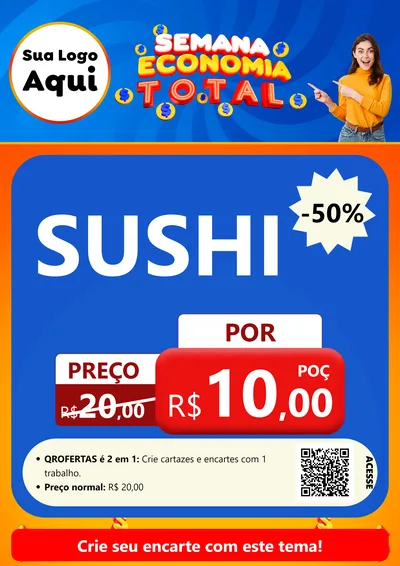 Modelo de Cartaz para Cartaz A4 Vertical com o tema Semana Economia Total para Comida japonesa