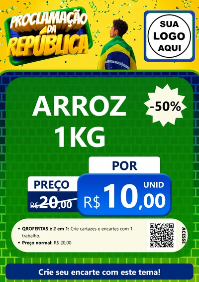 Modelo de Cartaz para Cartaz A4 Vertical com o tema Proclamação da República para Supermercado