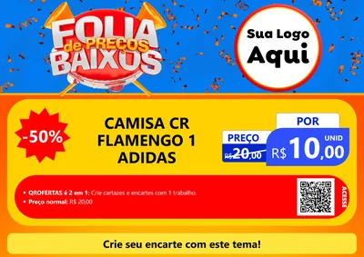 Modelo de Cartaz para Cartaz A4 Horizontal com o tema Folia de Preços Baixos para Roupas e acessórios
