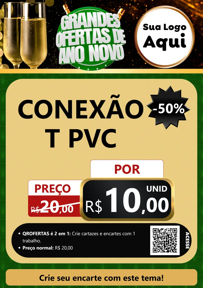 Modelo de Cartaz para Cartaz A4 Vertical com o tema Grandes Ofertas de Ano Novo para Tubos e conexões