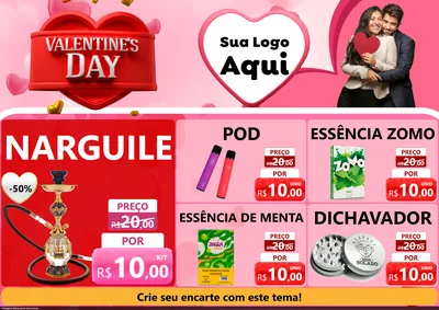 Modelo de Encarte para Encarte A4 Horizontal com o tema Valentine's Day para Tabacaria