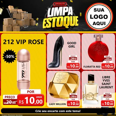 Modelo de Rede Social para Feed Facebook com o tema Operação Limpa Estoque para Perfumes