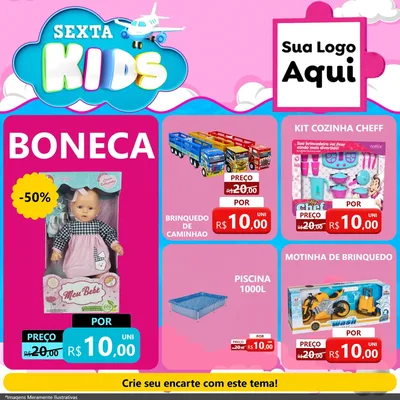 Modelo de Rede Social para Feed Facebook com o tema Sexta Kids para Brinquedos