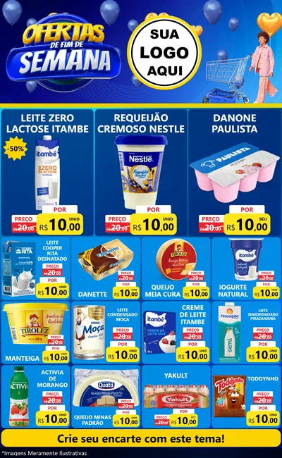 Modelo de Encarte para Encarte Grande com o tema Ofertas de Fim de Semana para Frios e Laticínios