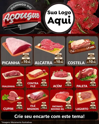 Modelo de Rede Social para Feed Instagram com o tema Domingo do Açougue para Açougue