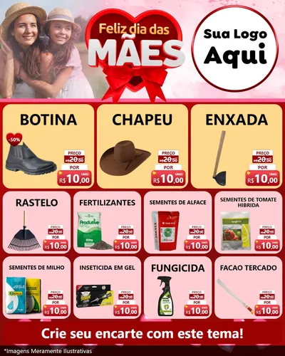Modelo de Rede Social para Feed Instagram com o tema Feliz Dia Das Mães para Agropecuária