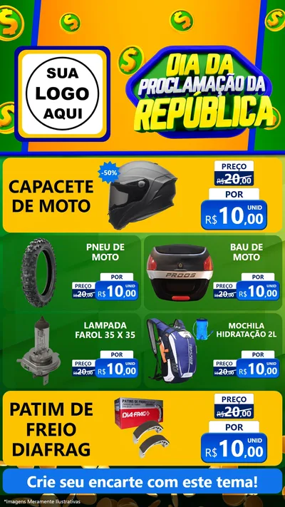 Modelo de TV para TV Vertical com o tema Dia Da Proclamação da República para Moto peças