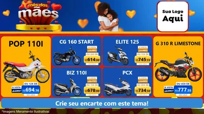 Modelo de TV para TV Horizontal com o tema Mês das Mães para Concessionaria de Motos