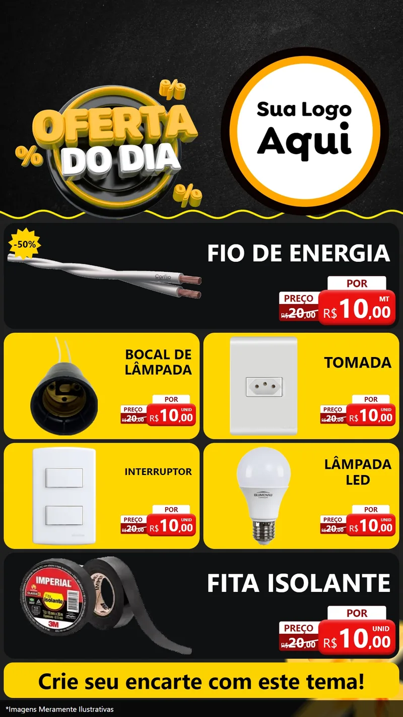 Modelo de TV para TV Vertical com o tema Oferta Do Dia para Materiais Elétricos