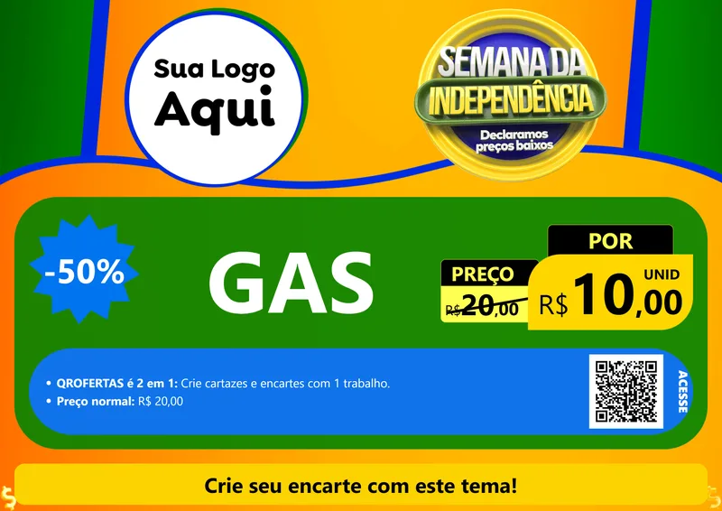Modelo de Cartaz para Cartaz A4 Horizontal com o tema Semana da Independência Declaramos Preços Baixos para Água e gás