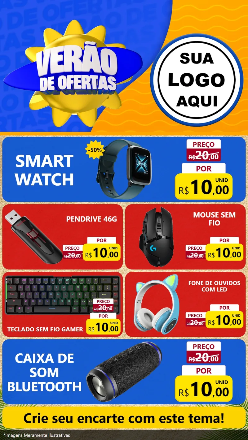 Modelo de TV para TV Vertical com o tema Verão de Ofertas para Informática