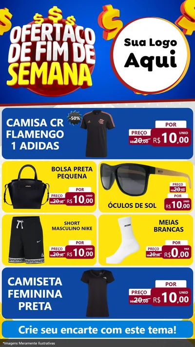 Modelo de TV para TV Vertical com o tema Ofertaço de Fim de Semana para Roupas e acessórios