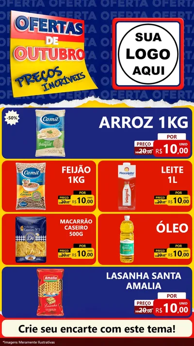 Modelo de TV para TV Vertical com o tema Ofertas de Outubro - Preços Incríveis para Supermercado