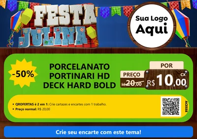 Modelo de Cartaz para Cartaz A4 Horizontal com o tema Festa Julina para Pisos e revestimentos