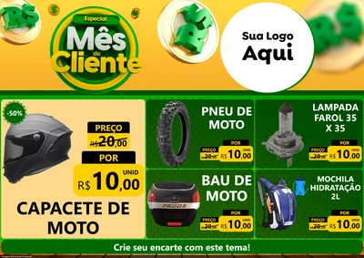 Modelo de Encarte para Encarte A4 Horizontal com o tema Especial Mês do Cliente para Moto peças