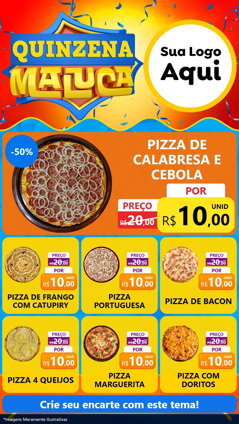 Modelo de Rede Social para Stories com o tema Quinzena Maluca para Pizzaria