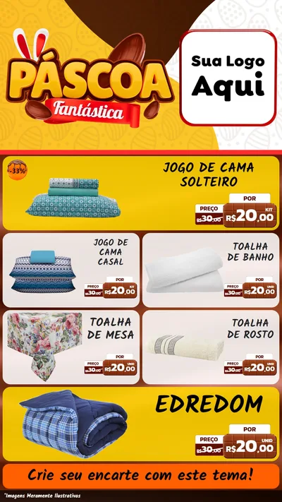 Modelo de TV para TV Vertical com o tema Páscoa Fantástica para Cama, Mesa e Banho