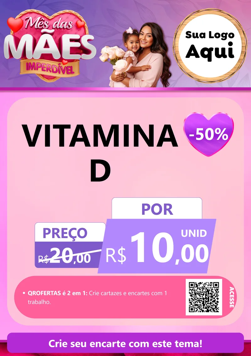 Modelo de Cartaz para Cartaz A4 Vertical com o tema Mês das Mães Imperdível para Farmácia